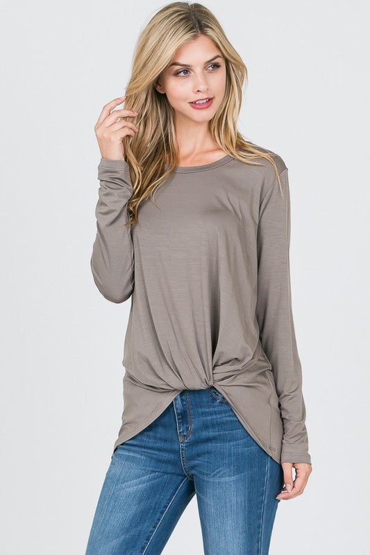Taupe Knotted Tee